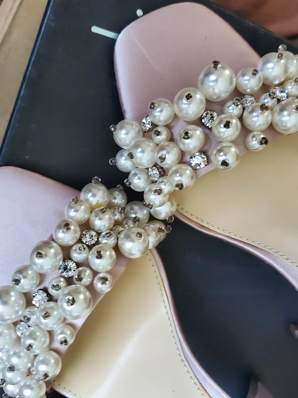 Betsey Johnson Pink Pearl-Embellished Block Heel Sandals